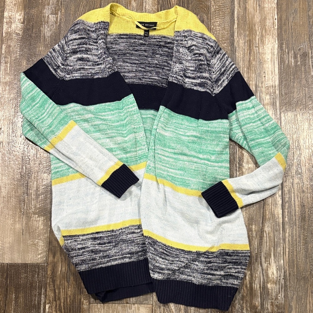 Lane Bryant Multicolor Striped Cardigan